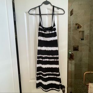 Lola athletic tank top dress, large, black and white